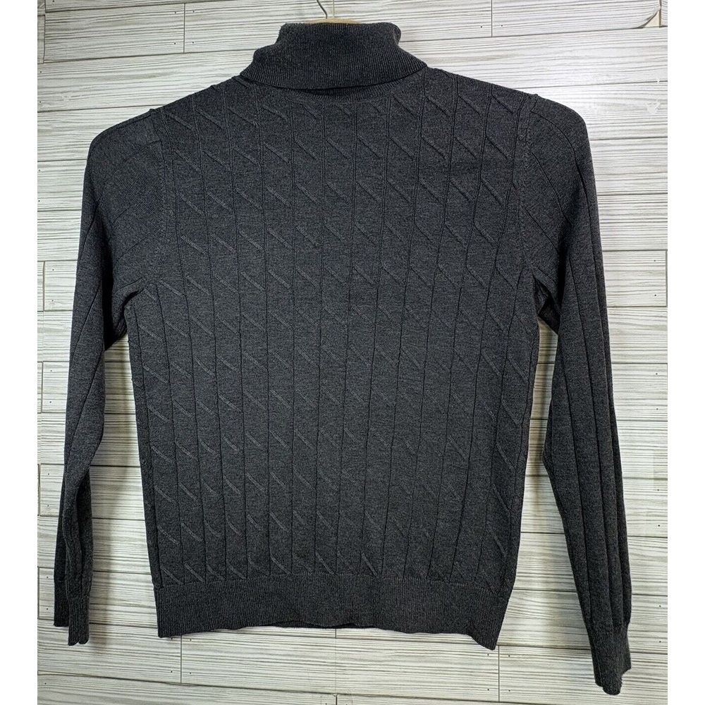 Paisley Gray Men's Sweater Large Gray Turtleneck Slim Fit Raised Knit Design